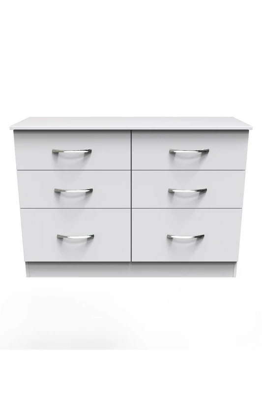 Image of Heddon 6 Drawer Wide Chest In White Matt (Ready Assembled)
