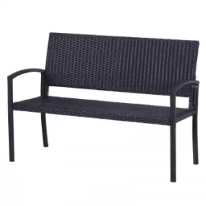 Image of Outsunny Rattan Chair 2-Seater Loveseat-Black