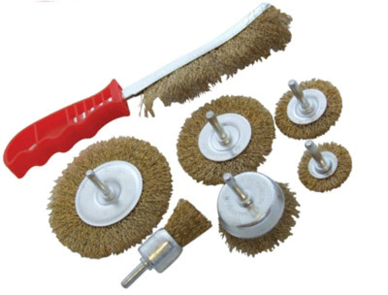 Image of AM-TECH Am-tech - heavy duty 7PC drill wire wheel cup flat brush metal cleaning rust sanding set F3610