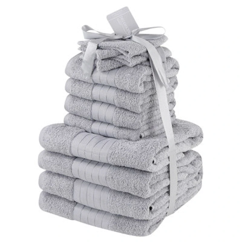 Image of Dreamscene Dreamscene Luxury 100% Cotton 12 Piece Bathroom Towel Bale Set in Silver Size: Bath Towel Silver Bath Towel Unisex 5027434004225