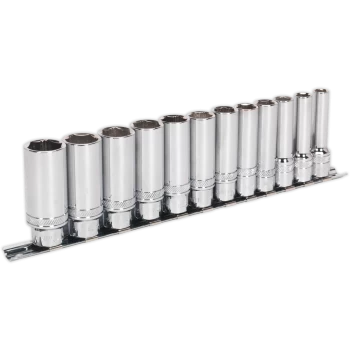 Image of Sealey 12 Piece 3/8" Drive Deep Lock On Hexagon Socket Set 3/8"