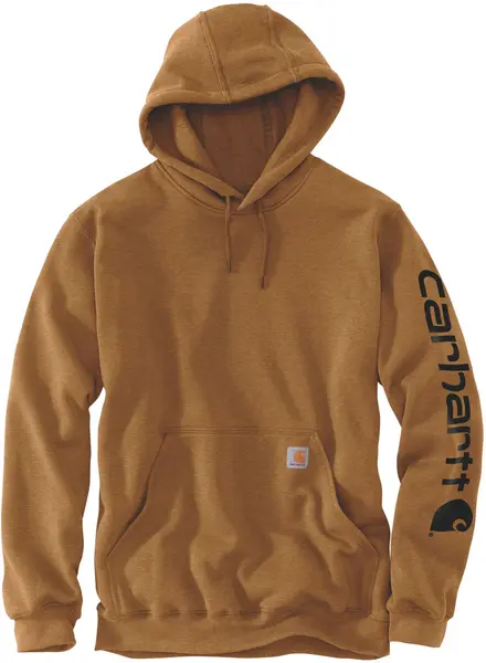 Image of Carhartt Midweight Sleeve Logo Hoodie, brown, Size M