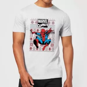 Image of Marvel Avengers Classic Spider-Man Mens Christmas T-Shirt - Grey - XS