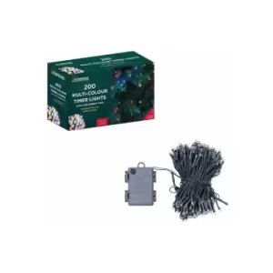 Image of 71160 Multi-Coloured Christmas Lights / 200 LED Christmas Tree Lights / 19.9 Metres Long / Battery Operated / Indoor Or Outdoor Christmas Decorations