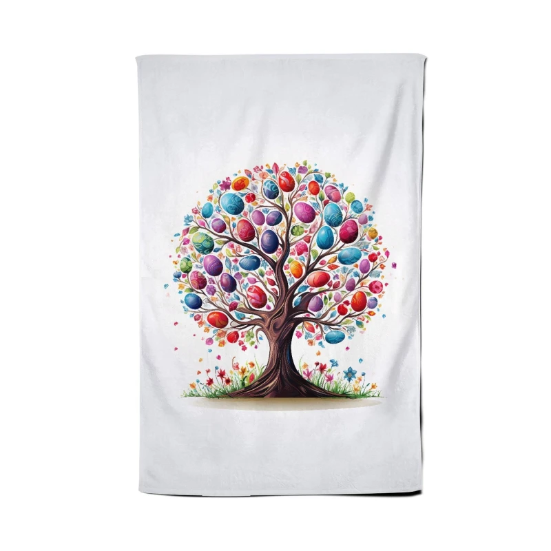 Image of Warren Reed - Designer Whimsical Easter Egg Tree Tea Towel Multicolor Unisex