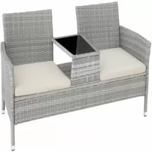 Image of Tectake - Garden bench with table poly rattan - love seat, patio set, garden set