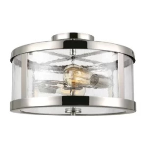 Image of Harrow Cylindrical 2 Light Semi Flush Lamp, Polished Nickel