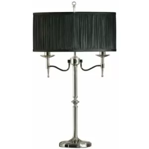 Image of Avery Luxury Twin Table Lamp Bright Nickel & Black Shade Traditional Bulb Holder
