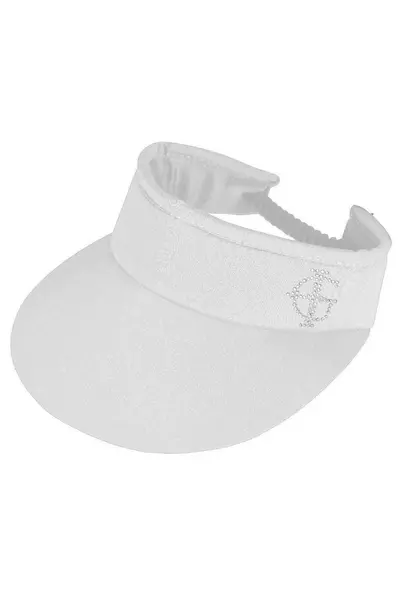Image of Island Green Diamante Logo Spiral Sun Visor White