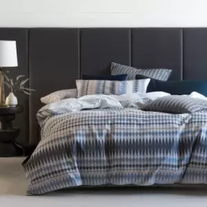 Image of Linen House Northbrook Duvet Cover Set (Single) (Indigo)