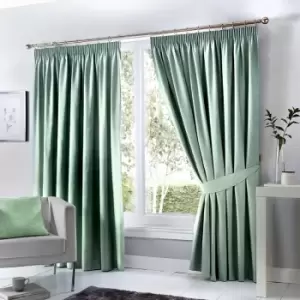 Image of Fusion Dijon Blackout Pencil Pleat Lined Curtains, Duck Egg, 66 x 72 Inch