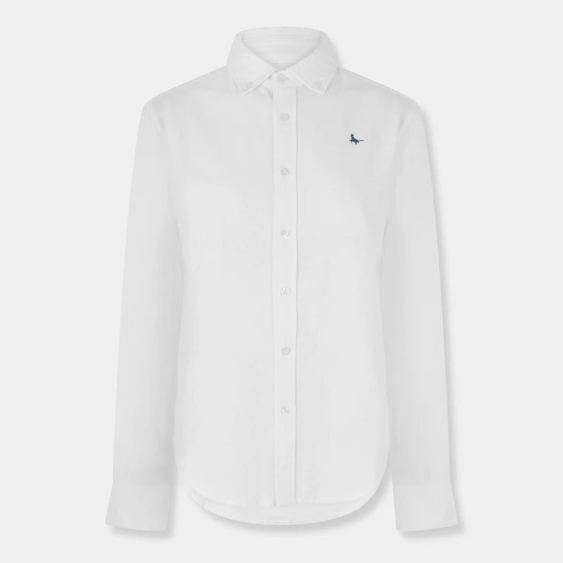 Image of Jack Wills Womens Classic Twill Long Sleeve Plain Shirt Bright White female 8 (XS)