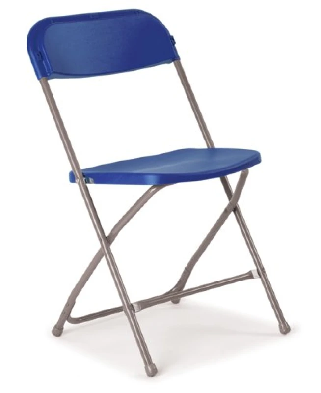 Image of Titan Flat Back Folding Chairs - Blue