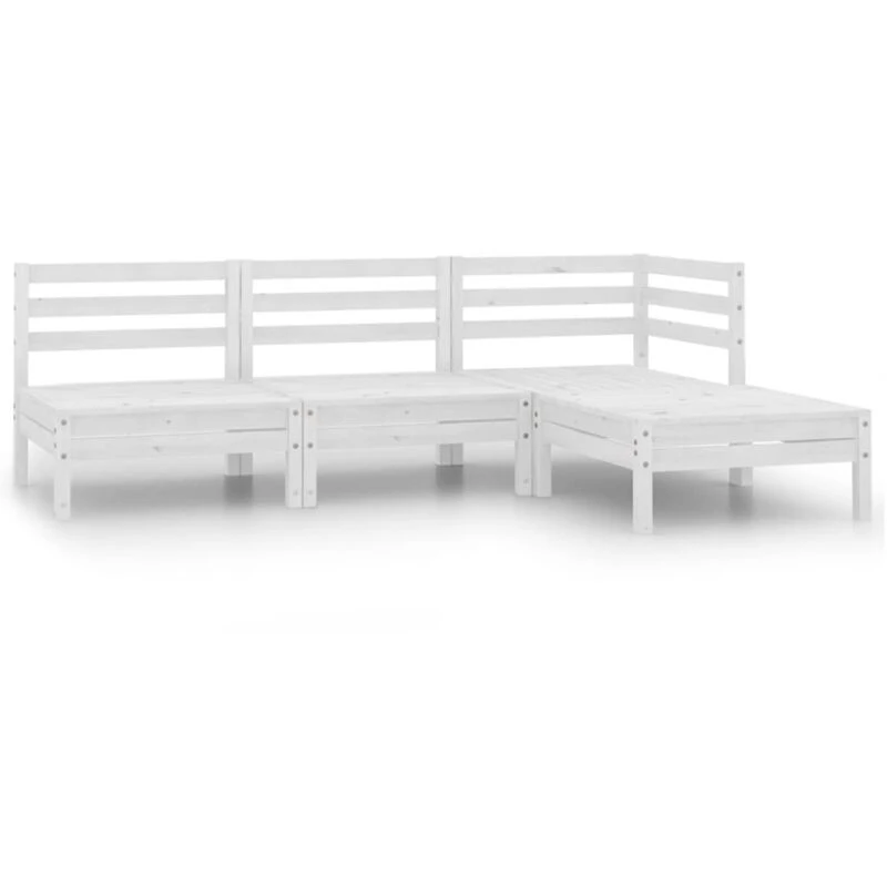 Image of VIDAXL 4 Piece Garden Lounge Set Solid Pinewood White Vidaxl 8720286659328