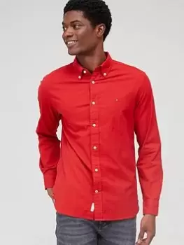 Image of Tommy Hilfiger 1985 Flex Oxford Regular Fit Shirt - Red, Size XL, Men