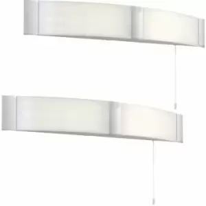 Image of Loops - 2 pack LED Bathroom Wall Light 2x 6W Cool White IP44 Curved Chrome Mirror Lamp