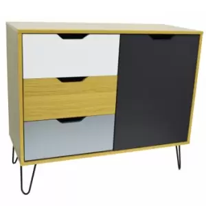Image of Techstyle Industrial Modern Storage Cabinet Beech / Multicoloured
