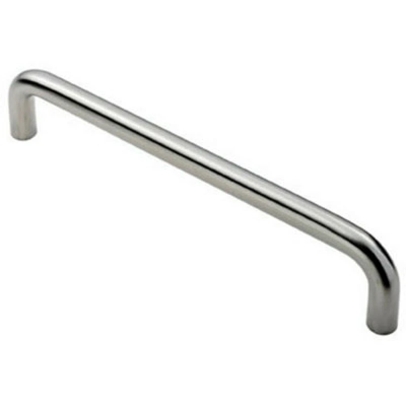 Image of Loops Round D Bar Pull Handle 319 x 19mm 300mm Fixing Centres Satin Steel Metallics unisex