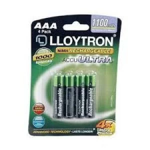 Image of Lloytron B1004Rechargeable Accuultra AAA Ni-MH Batteries 1100mAh 4 Pack