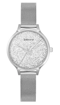 Image of Obaku Womens St Jerner Steel Mesh Bracelet Glitter Dial Watch