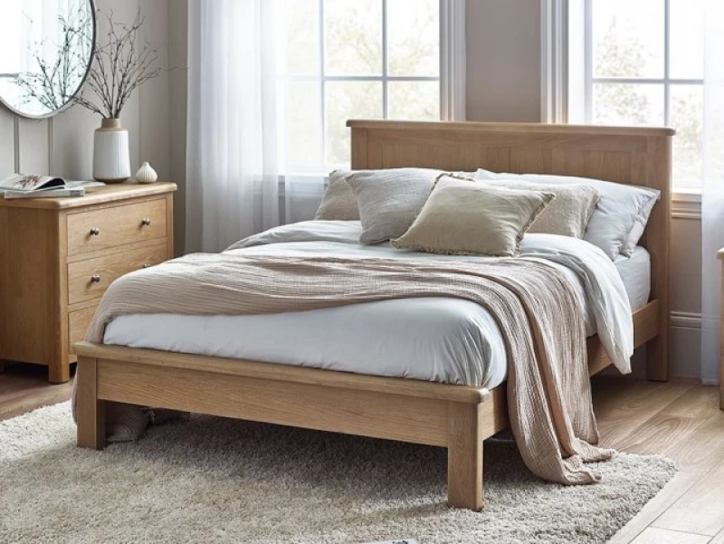 Image of Julian Bowen Memphis 4ft6 Double Limed Oak Wooden Bed Frame
