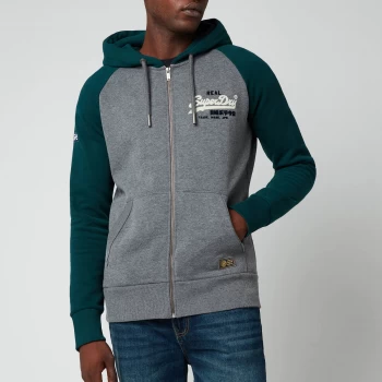 Image of Superdry Mens Vintage Logo Raglan Ziphood - Dark Marl - L