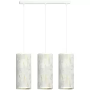 Image of Emibig Karli White Bar Pendant Ceiling Light with White Fabric Shades, 3x E14