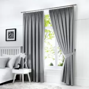 Image of Fusion - Dijon Blackout Pencil Pleat Lined Curtains, Silver, 46 x 90 Inch