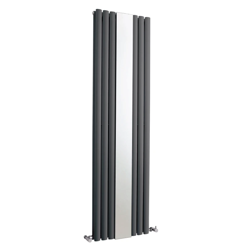 Image of Balterley Embrace Vertical 1 Panel Radiator & Mirror, 1800mm x 499mm Anthracite in Grey Grey Unisex