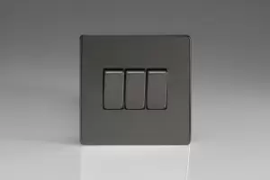 Image of Varilight 3-Gang 10A 1- or 2-Way Rocker Switch - XDI3S