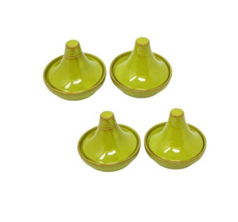 Image of Verano Spanish Ceramics Selena Glazed Hand Dipped Kitchen Dining Set Of 4 Mini Tagine Dip Dishes Lime (D) 10Cm