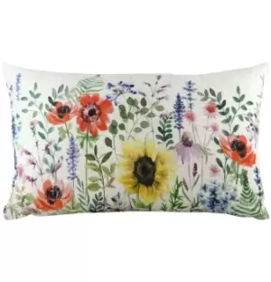 Image of Wild Flowers Hand-Painted Floral Cushion