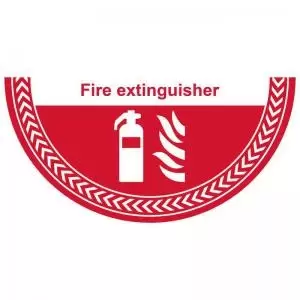 Image of Fire Extinguisher Floor Graphic adheres to most smooth clean flat