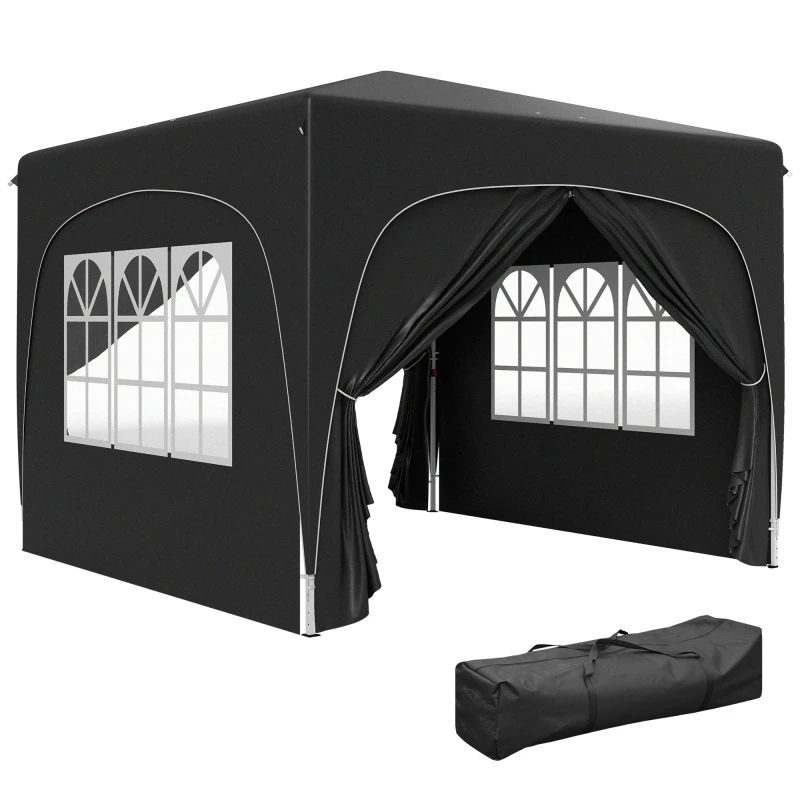 Image of Outsunny 3 x 3(m) UPF50+ Pop Up Gazebo with Sides and Carry Bag - Black TJ Hughes Light Grey 5063603429734