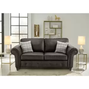 Image of Oakana Luxury Leather 3 Seater Sofa - Black - Black