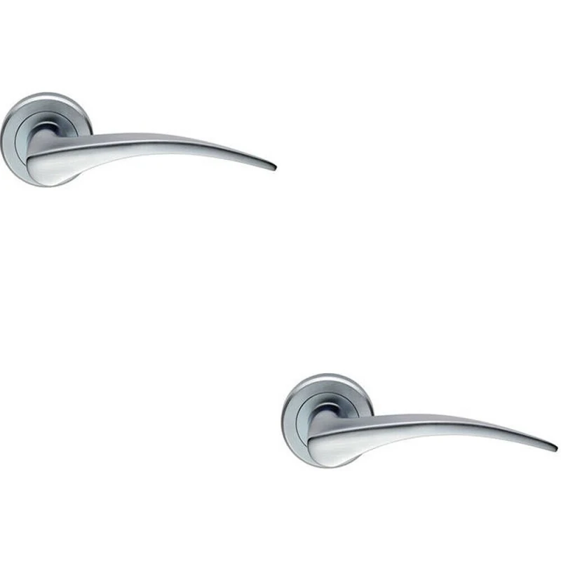Image of Loops 2x PAIR Arched Tapered Handle on Round Rose Concealed Fix Satin Chrome Multi