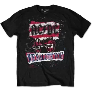 Image of AC/DC - We Salute You Stripe Unisex Large T-Shirt - Black