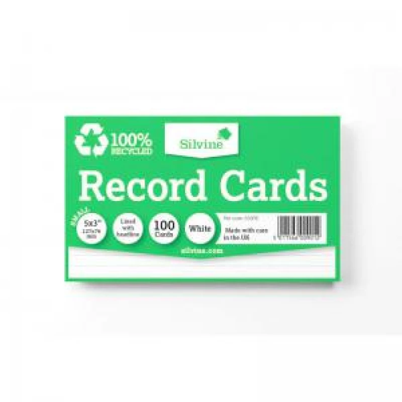 Image of Silvine Silvine 100 Recycled Flash Revision Cards 127 x 76mm Ruled (Pack 10) - 553RE 553RE