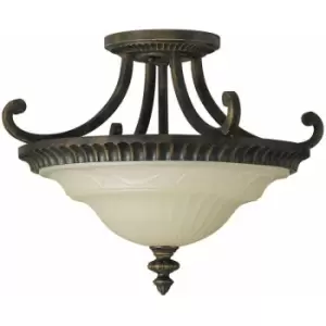 Image of Loops - 2 Bulb Semi Flush Light Metal Design Glass Uplighter Walnut LED E27 100W