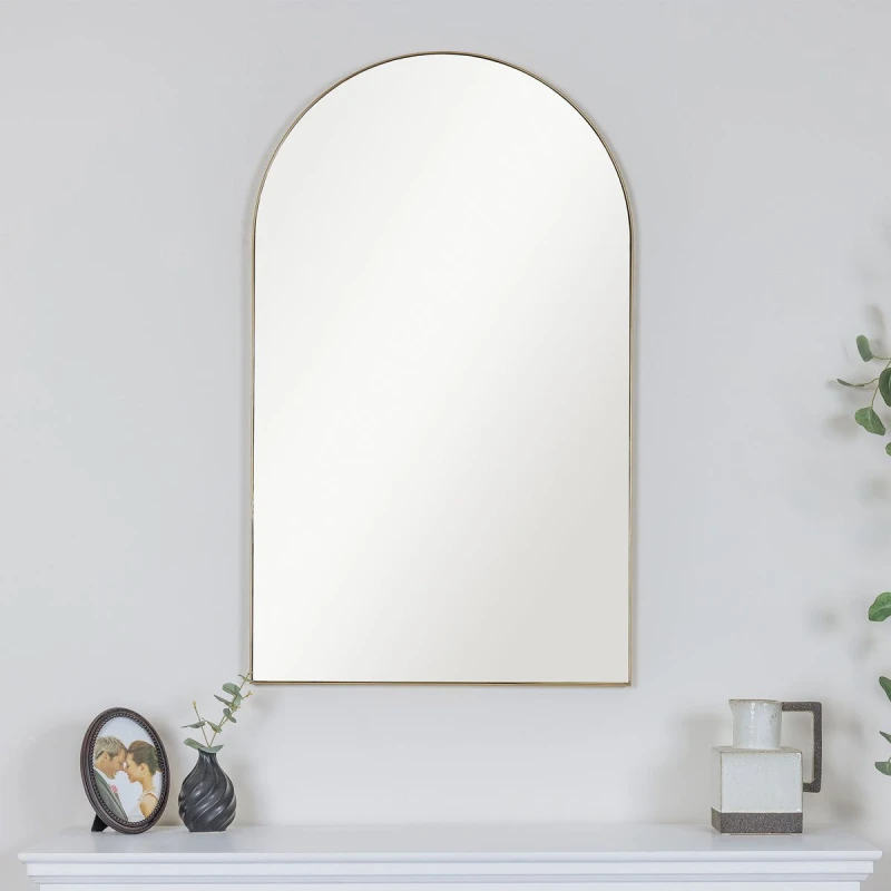 Image of Melody Maison Large Framed Gold Arched Mirror 100cm X 60cm Metallic Gold