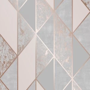 Image of Graham & Brown Superfresco Colours Milan Geo Wallpaper - Rose Gold