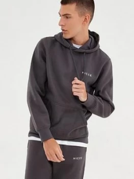 Image of Nicce Chest Logo Hood, Coal, Size S, Men