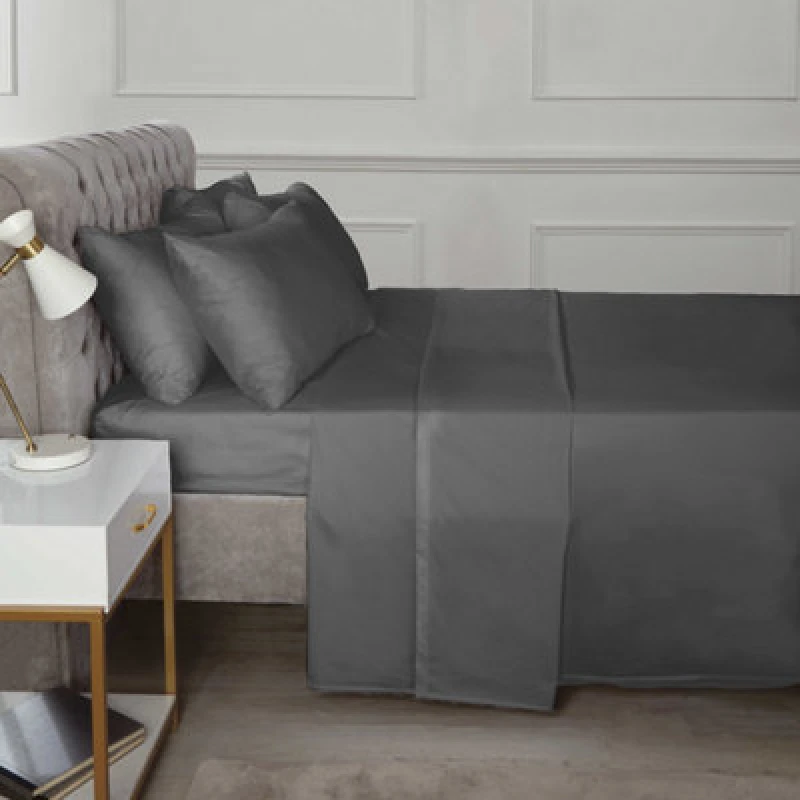 Image of Rapport Home TH Percale Fitted Sheet in Charcoal Size: King Charcoal Unisex King
