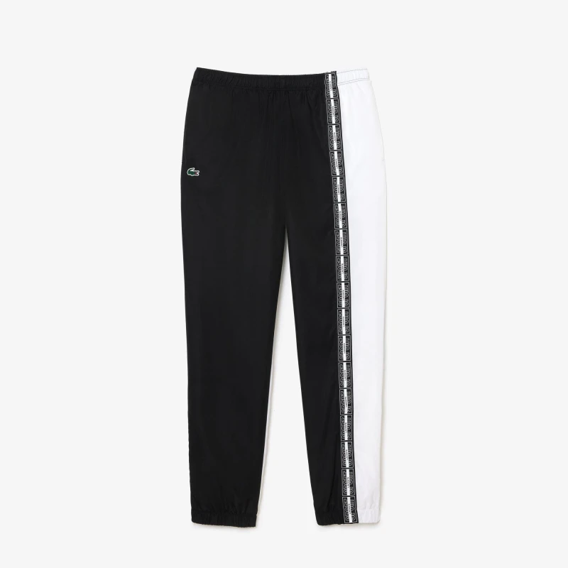 Image of Lacoste Mens Closed Hem Woven Tracksuit Joggers Black/White male 3XL