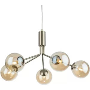 Image of Firstlight Montana 5 Light Globe Fitting Antique Brass with Amber Glass