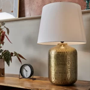 Image of Osler Antique Brass Table Lamp with XL White Aspen Shade