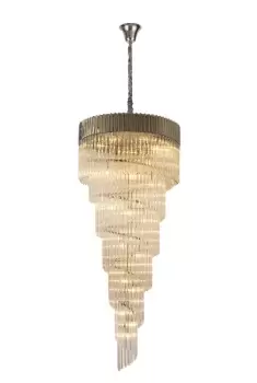Image of Pendant Round 7 Tier 31 Light E14, Polished Nickel, Clear Glass, Item Weight: 92.7kg