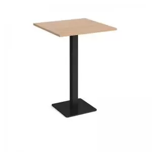 Image of Brescia square poseur table with flat square Black base 800mm - beech