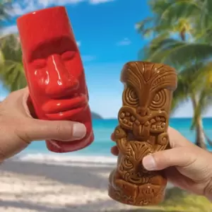 Image of Bar Bespoke Tiki Mugs - Set of 2 in Red and Brown