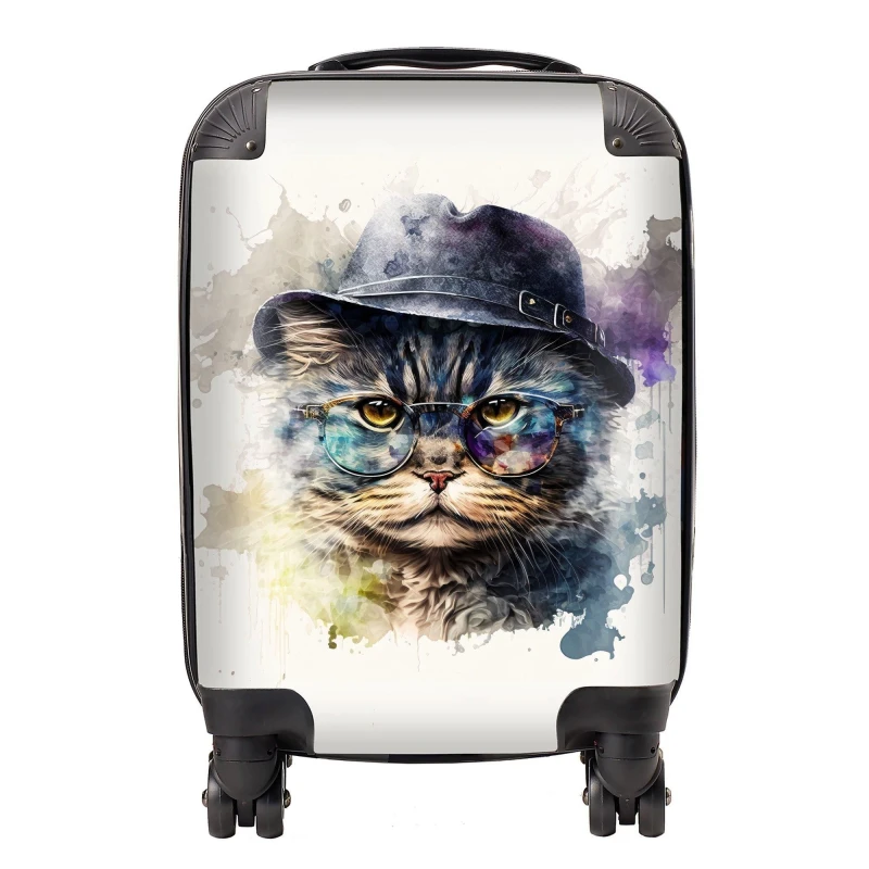 Image of Warren Reed - Designer Selkirk Rex Cat Splashart Suitcase Size: Medium Multicolor Unisex Medium